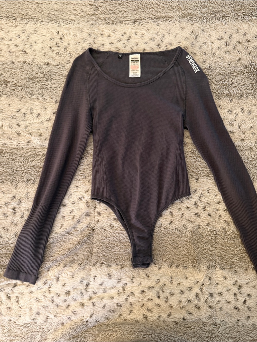 Gymshark Charcoal Ribbed Long Sleeve Bodysuit